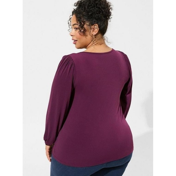 NWT Torrid Studio Knit‎ V-Neck Puff Long Sleeve Top 1X - Picture 3 of 12
